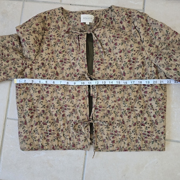 SÉZANE Paoline Tie Front Jacket In Miranda Beige Floral Print New 40/8 RARE NWOT - Picture 9 of 16